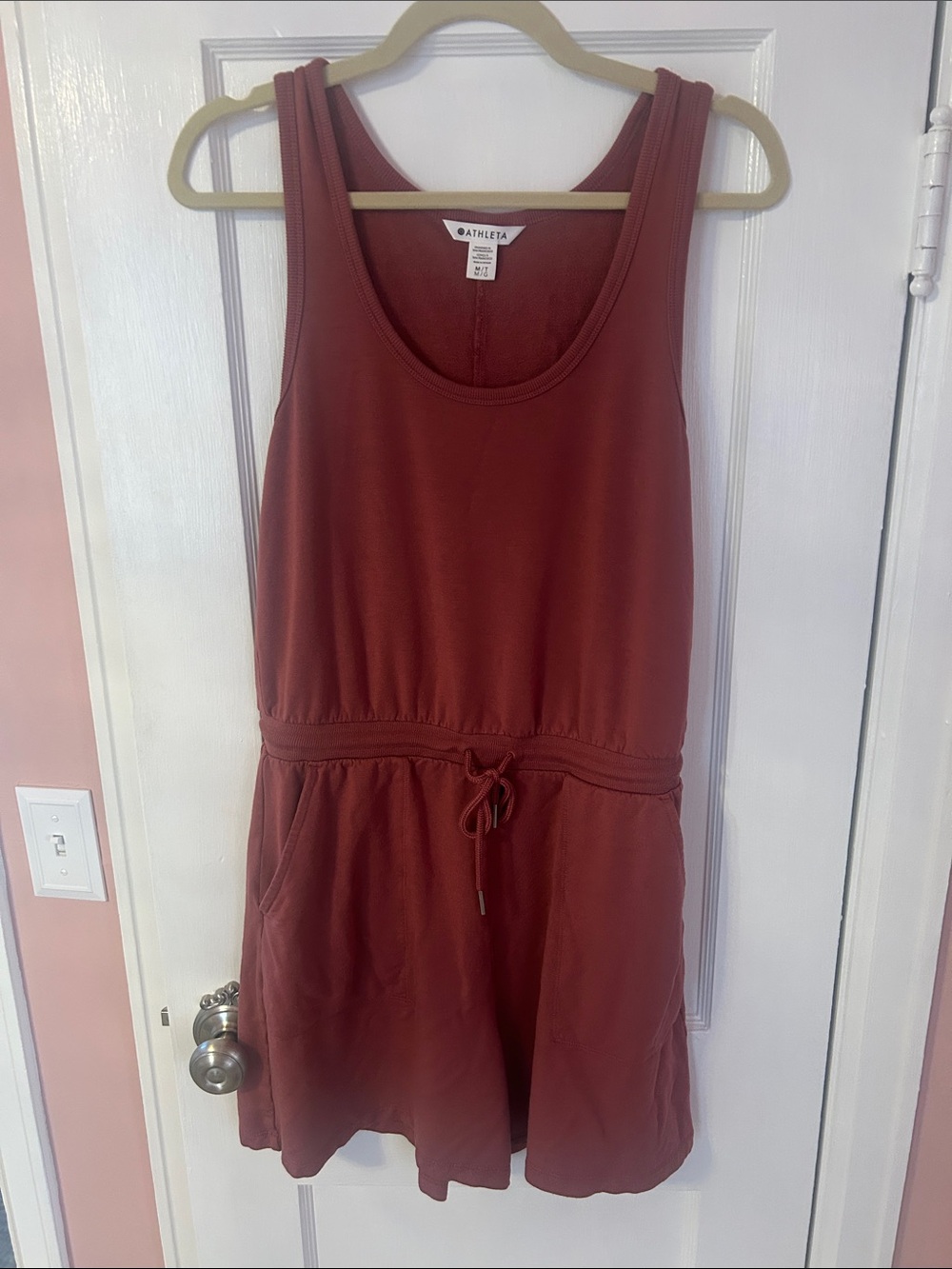 Athleta dark pink Romper with Drawstring Waist